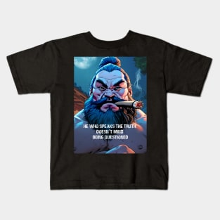 Puff Sumo: He who speaks the truth doesn’t mind being questioned on a Dark Background Kids T-Shirt